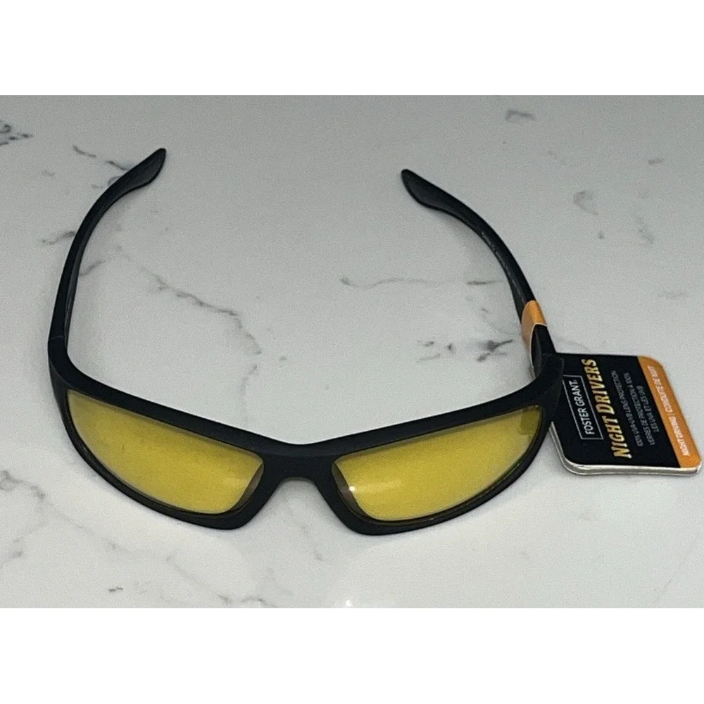 NEW Foster Grant NIGHT DRIVERS Glasses Black Wrap FAST LANE